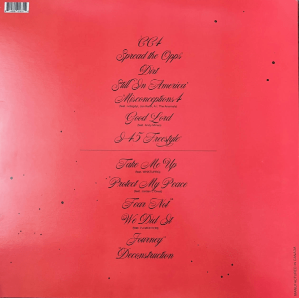 Back of Lecrae's Church Clothes 4 Vinyl Album with track list