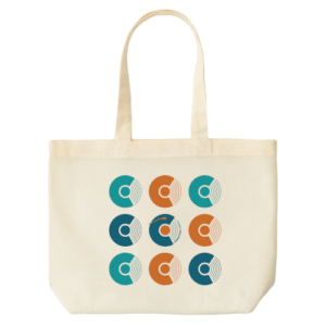 Christian Vinyl Tote Bag blue and orange vinyl motif